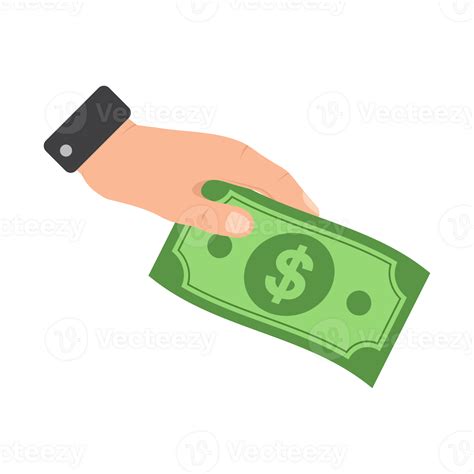 Simple Flat Design Hand Holding Dollar Bill Currency Illustration