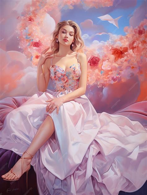 Premium AI Image | Young woman in beautiful dress with fantasy background