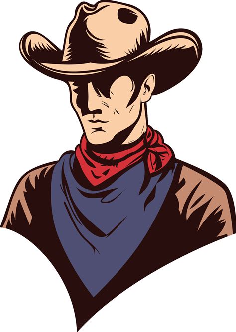 American cowboy wearing a bandana scarf vector illustration, Cowboy ...