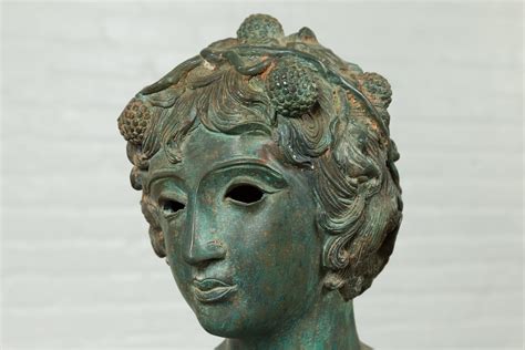 Greco Roman Style Vintage Verde Bronze Statue of a Male Nude with