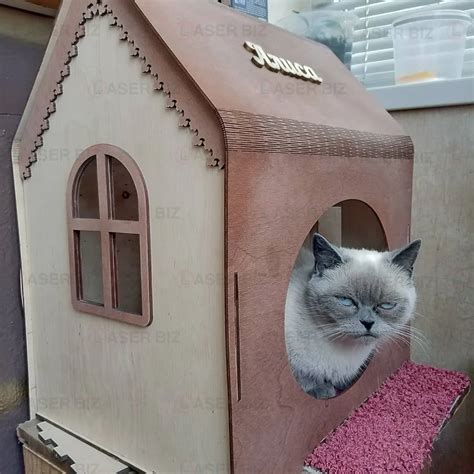 Деревянный домик для кошки мебель для кошек подарок любителю кошек ...