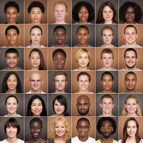 Premium Photo | An image showing grid of the faces of many different ...