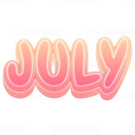 July Cute 3D Text Pastel Color 11728759 PNG