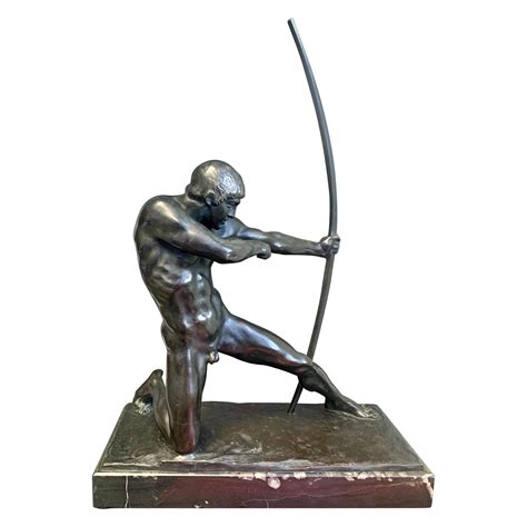 "Archer, " Rare, Sensuous Art Deco Bronze Sculpture with Male Nude by