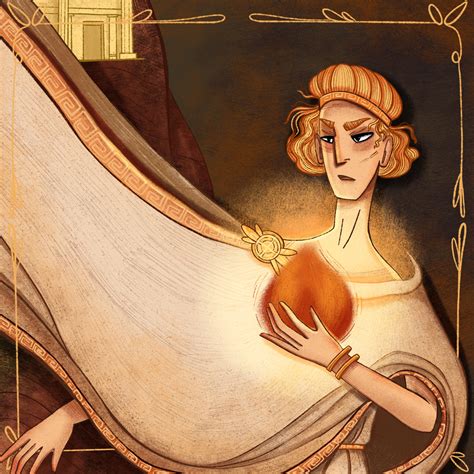 Иллюстрация Прометей, похититель огня с Олимпа в стиле 2d, книжная