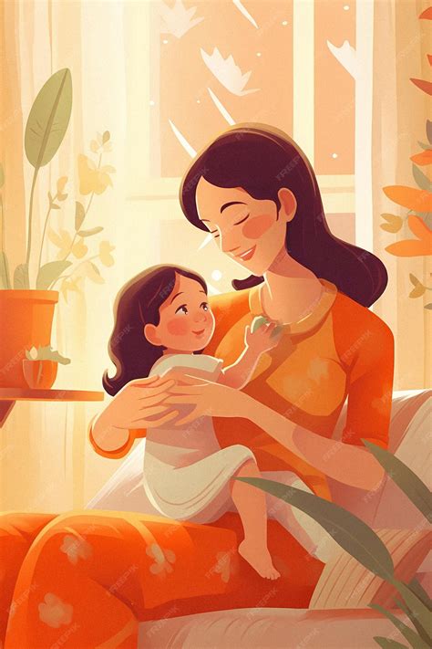 Premium Photo | A cartoon of a mother and her child