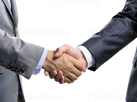 Close-up of businessmen's hands shaking hands, isolated on transparent ...