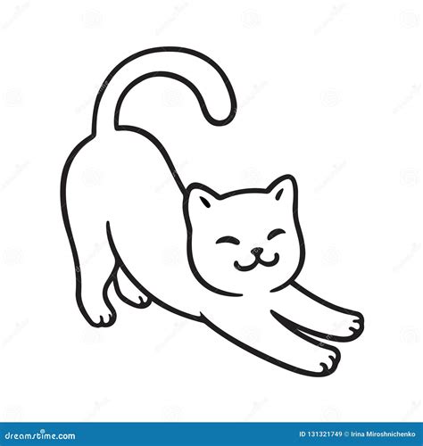 Cartoon cat stretch stock vector. Illustration of domestic - 131321749