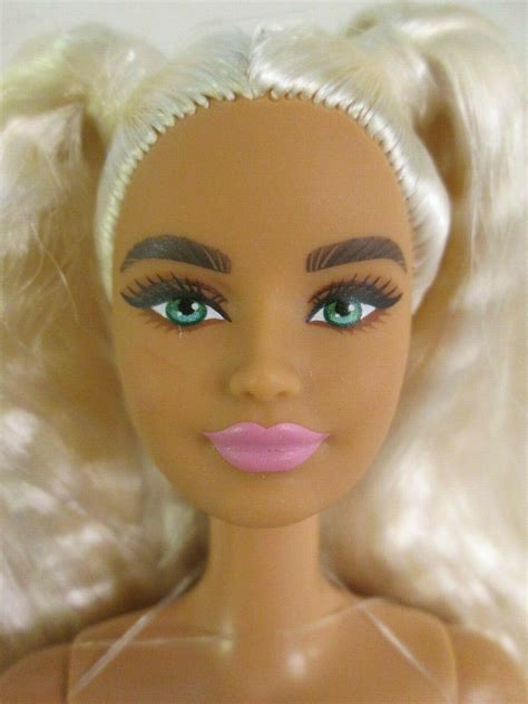 Nude Barbie Extra Doll #8 Long Crimped Platinum Blonde Hair Ponytails