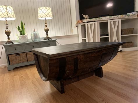First time making a wine barrel coffee table : r/woodworking