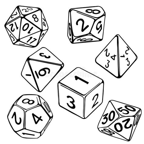 collection  dice  role playing games isolated  white background