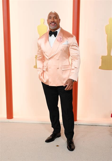 Dwayne The Rock Johnson Dons Ballet Pink Suit at Oscars Red Carpet '23