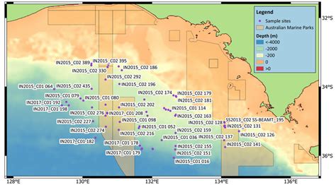 Map of the Great Australian Bight showing positions of sampling sites ...