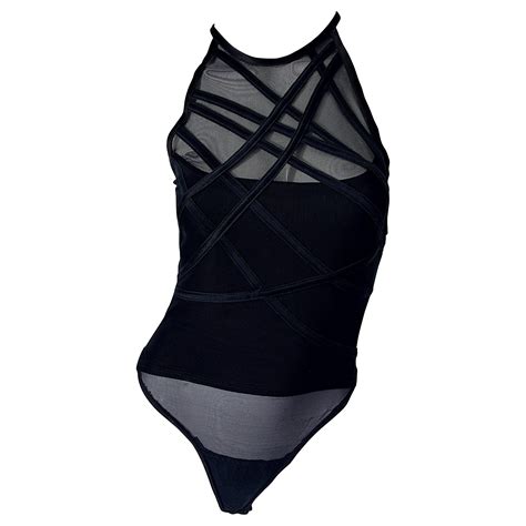 Versace Fall 2019 Runway Black Cropped Bondage Top Size 42 at 1stDibs