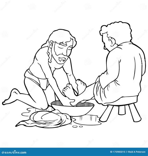 Jesus Washing Disciples Feet Bible Stock Illustration - Illustration of ...