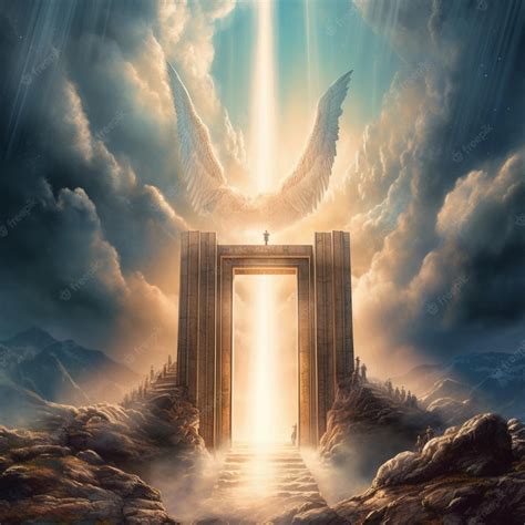 Premium Photo | A door to heaven with the sun shining