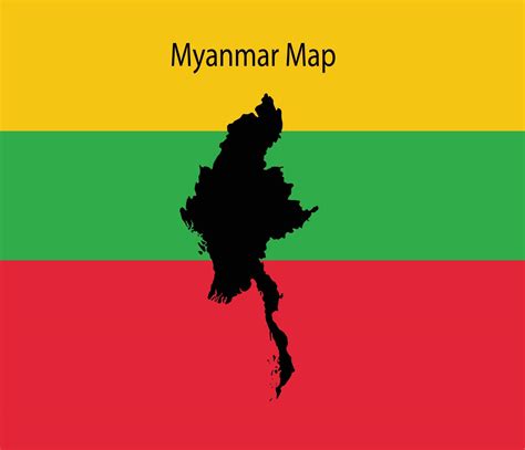 Myanmar Map Vector Illustration National Flag in Background 15938687 ...