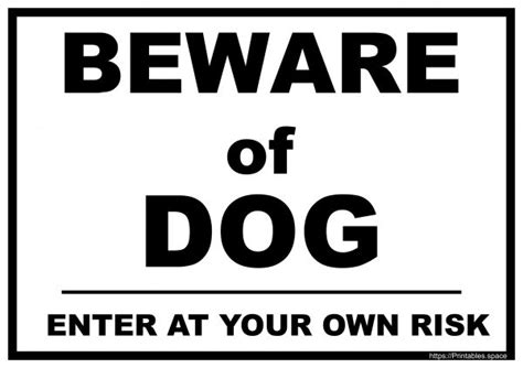 beware  dog signs  printables