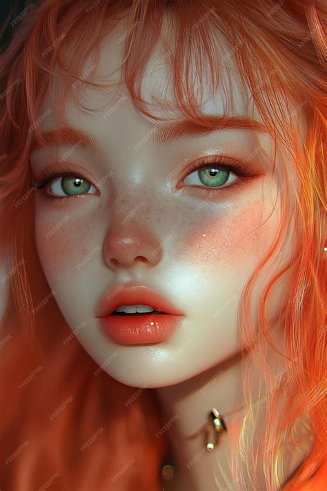 Anime girl face in vibrant orange and blue tones showcasing a simple