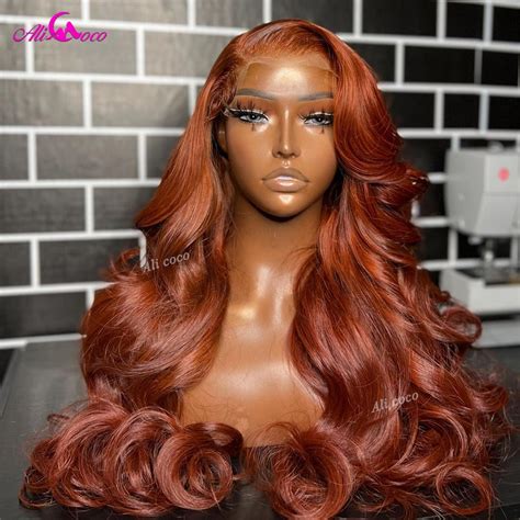 ginger transparent lace front wig human hair ginger brown lace front