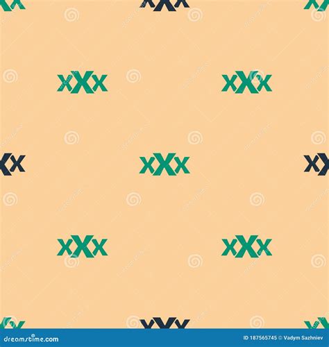 Green and Black Sex Shop Icon Isolated Seamless Pattern on Beige