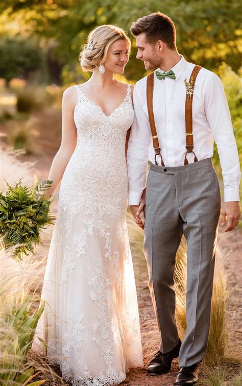 Sexy Lace Boho Wedding Dress - Essense of Australia Wedding Dresses