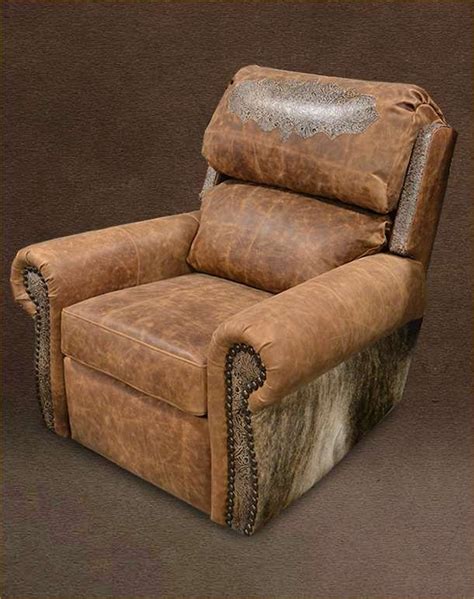 Country Western Distressed Full Grain Leather Chair or Recliner - Rustic Cowhide Furniture