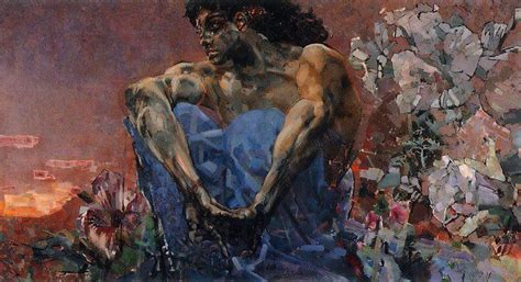Demon Seated Painting | Mikhail Vrubel Oil Paintings | Художники ...