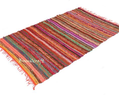 indian cotton chindi rug bohemian indian rug home decor carpet floor