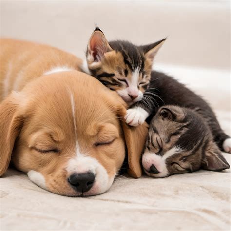 Kittens And Puppies Cuddling Wallpaper