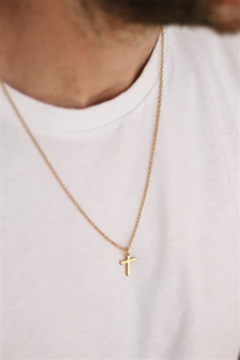 Gold cross necklace for men, stainless steel chain necklace – Shani ...