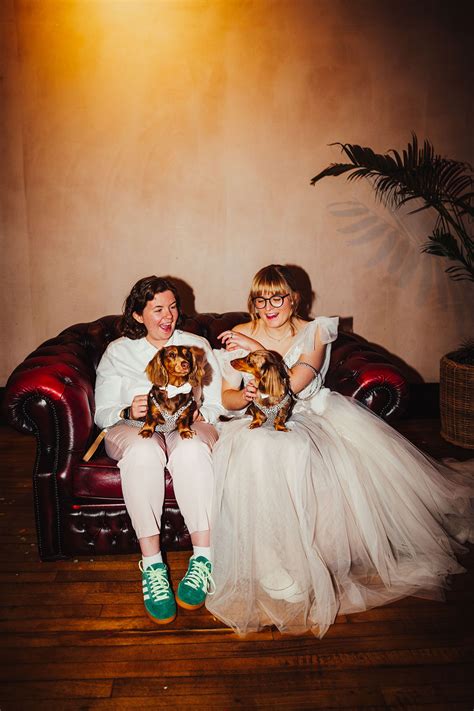 Two brides’ colourful Glasgow wedding at The Engine Works