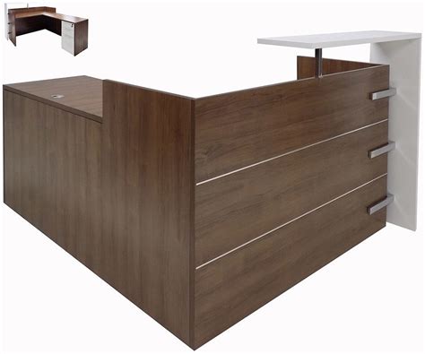 shaped reception desk  floating counter drawers