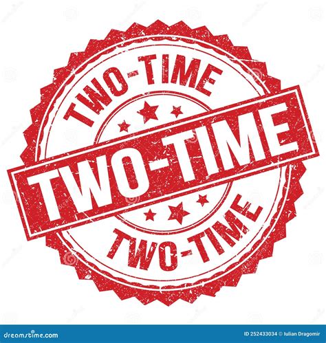 TWO-TIME Text on Red Round Stamp Sign Stock Illustration - Illustration