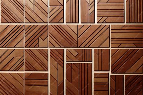 premium photo brown wooden grooved tiles geometric pattern