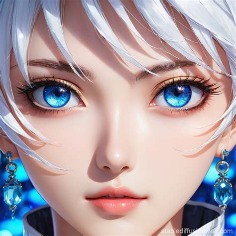 face  blue glass bead  eyes stable diffusion