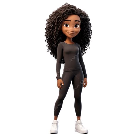 Cute Cartoon Black Girl With Long Hair, Cute Clipart, Cartoon Clipart