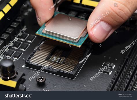 Installing Modern Central Processor Unit Into Stock Photo (Edit Now ...