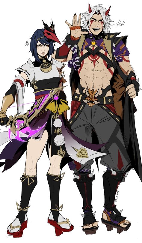 Itto and Sara [Genshin] by darwh on DeviantArt