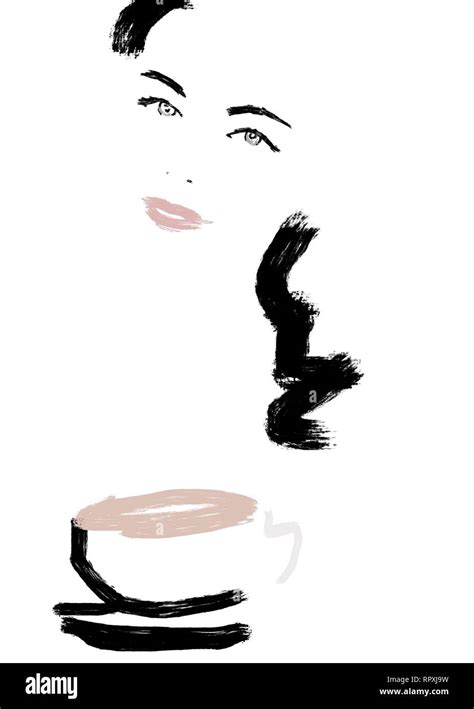 abstract painting woman  girl  coffee stock photo alamy