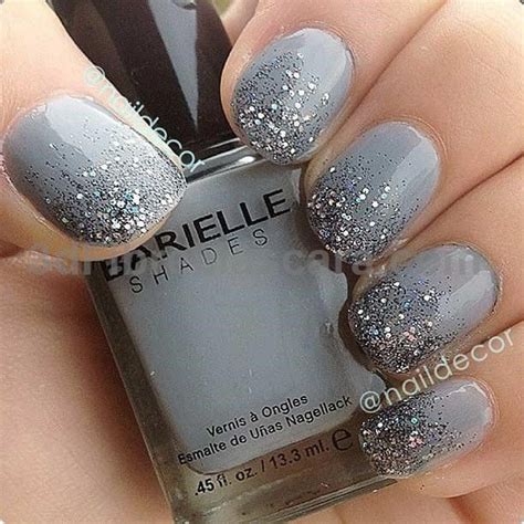 gray glitter ombre nail design  short nails ombre nails glitter