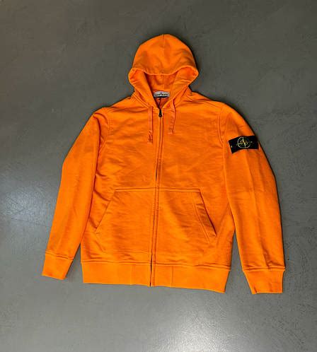 Зип Худи Stone Island с капюшоном, Оранжевая Кофта Стон Айленд, Зипка ...
