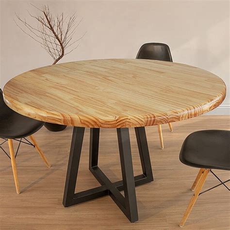Mesa Redonda Para Sala - Mesa Redonda Madeira Maciça E Aço Para Sala De Jantar Industrial Rustic ...