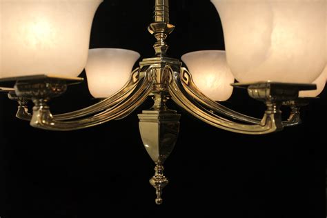 Authentic Art Deco Light fixture chandelier bronze & real alabaster ...