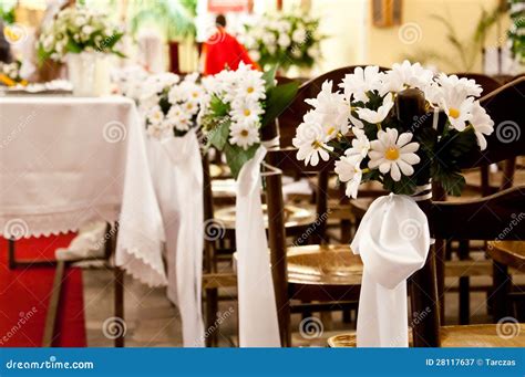 Adorned Church before Ceremony of the First Holy Communion Stock Image - Image of church ...