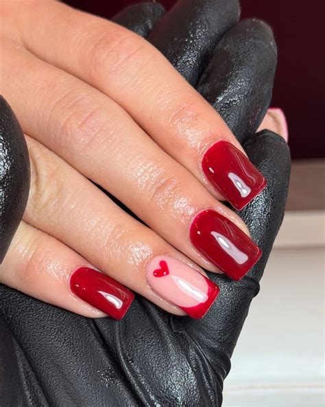 simple red nail ideas short 13
