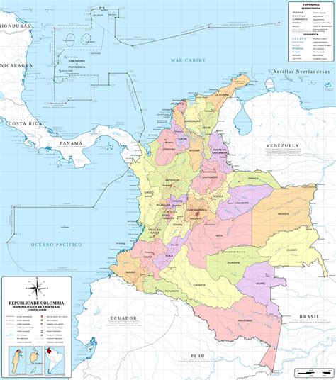 Colombia mapa departamentos y capitales