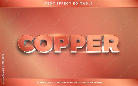 Text effect in 3d Copper words, font styles theme editable realistic ...