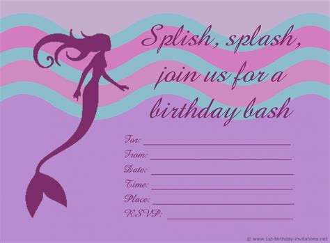 Mermaid Party Invitations Printable Free - Free Printable