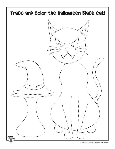 Halloween Black Cat Tracking Worksheet for Preschoolers - Woo! Jr. Kids ...